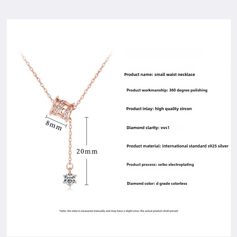 New Rose Gold Jewelry Fashion Design Necklace Chain S925 Sterling Silver Moissanite Pendant Necklace for Women Valentine's Day Gift.