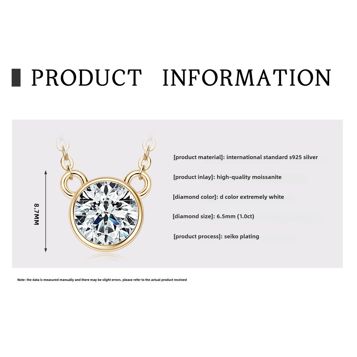 Women's D Color Moissanite  Pendant Necklace Jewelry: Classic Six-Claw 925 Silver Necklace for Wholesale