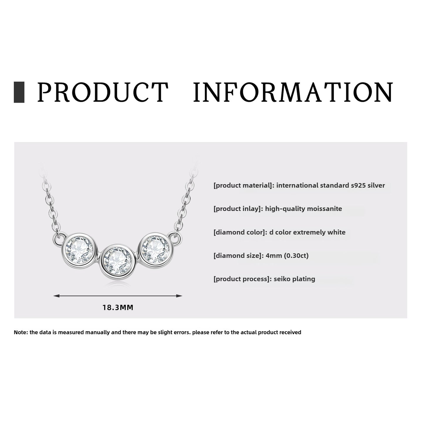 Stylish Ladies  Classic Silver Jewelry Elegant S925 Sterling Silver Necklace Chain Moissanite Pendant  Necklace for Women.