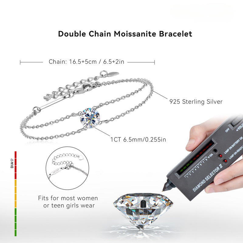 Elegant and Luxurious Moissanite Bracelet for Women, S925 Sterling Silver Jewelry with Dazzling Sparkle