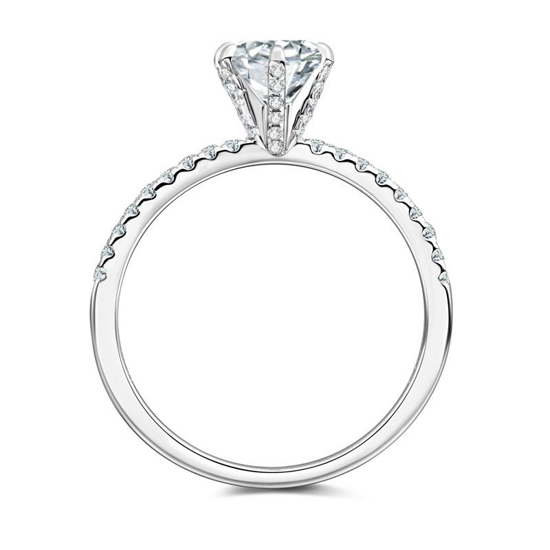 Stunning Moissanite Rings for Classic Silver Jewelry with Six-Claw Moissanite Proposal Ring Valentine's Day Gift: Gorgeous Ring in Sterling Silver.