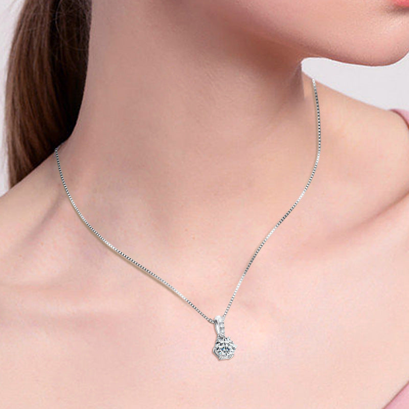 Women's D Color Moissanite  Pendant Necklace Jewelry: Classic Six-Claw 925 Silver Necklace for Wholesale