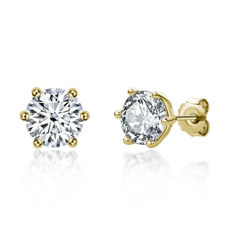 Classic Ladies Jewelry, Six-Claw Moissanite Stud Earrings Design S925 Sterling Silver  Ear Jewelry Earrings for Girls.