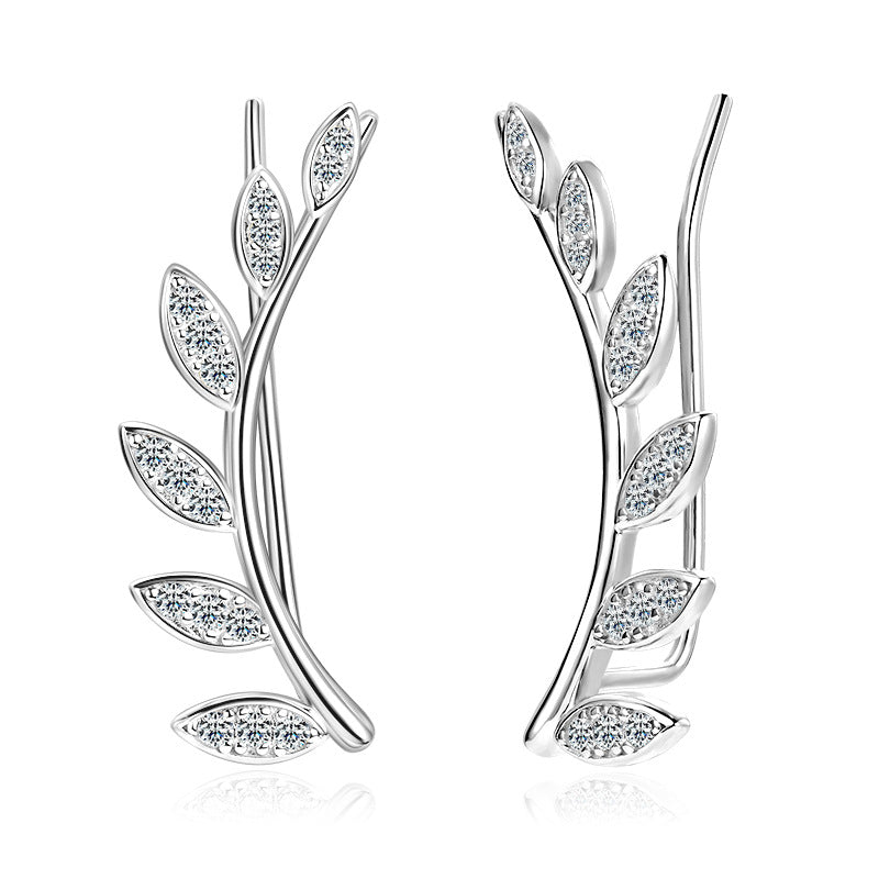 Stunning 925 Sterling Silver Moissanite Leaf Earrings Design for Stylish Girls