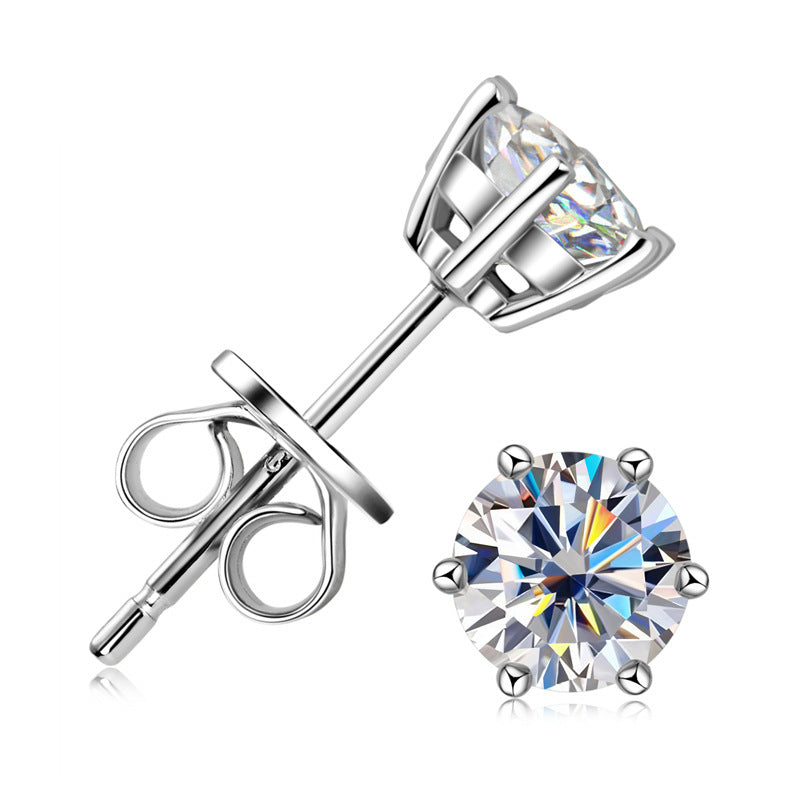 New Simple Ladies S925 Silver Jewelry, New Arrival: Dazzling Moissanite Design Earrings in Sterling Silver for Girls.