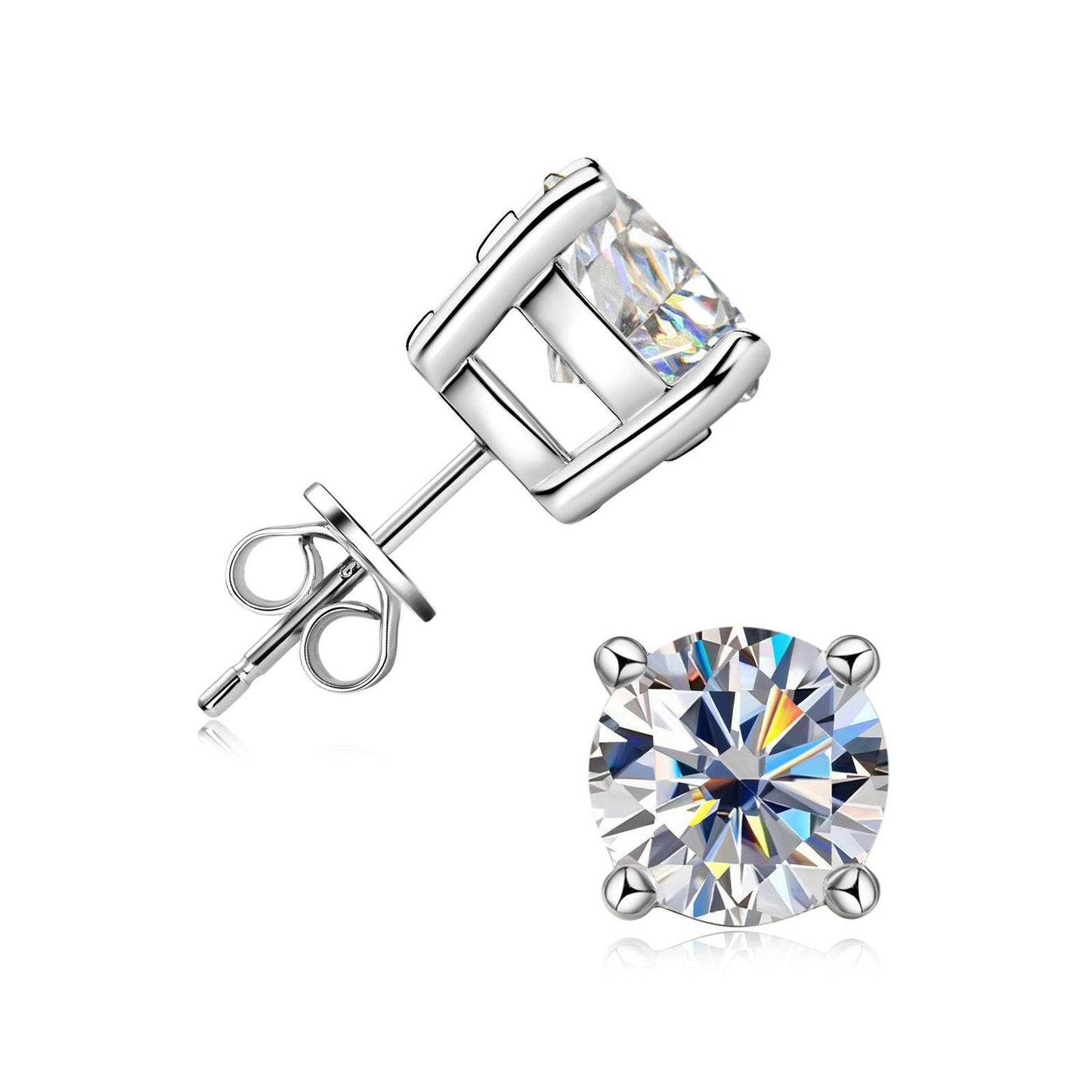 Classic Ladies Jewelry, Six-Claw Moissanite Stud Earrings Design S925 Sterling Silver  Ear Jewelry Earrings for Girls.