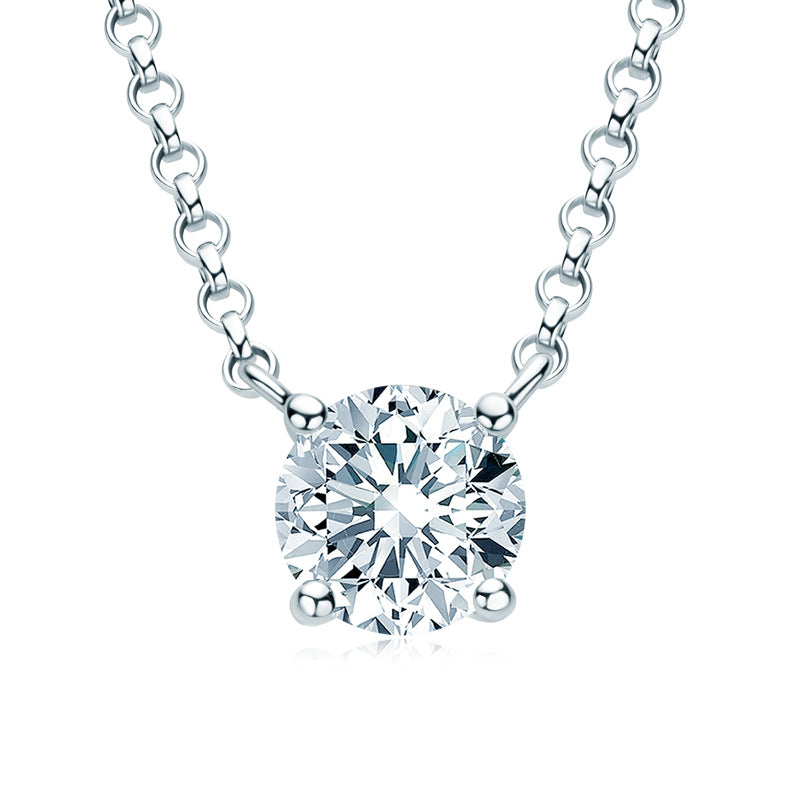 New Ins Style Girls Moissanite Pendant Necklace, S925 Sterling Silver Clavicle Necklace, Unique Birthday Gift  Sterling Fashion Silver Jewelry.