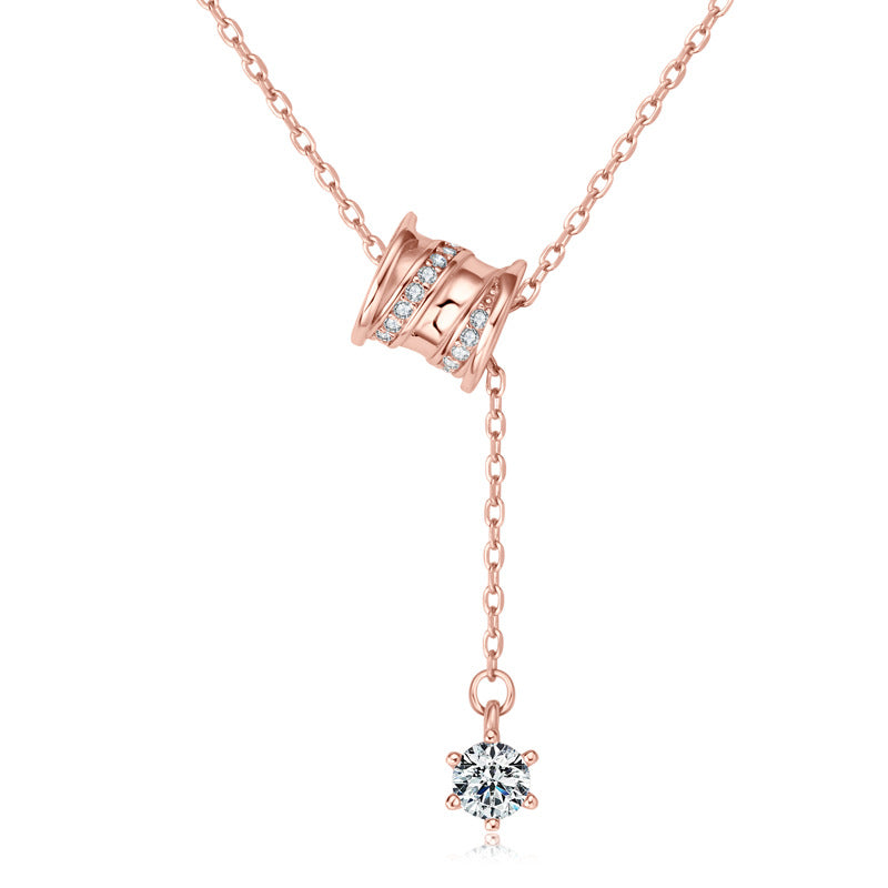 New Rose Gold Jewelry Fashion Design Necklace Chain S925 Sterling Silver Moissanite Pendant Necklace for Women Valentine's Day Gift.