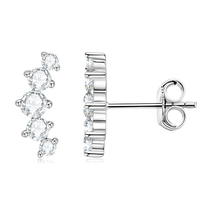 New Style Sterling Silver Moissanite Earrings for Women - Curved and Fashion Girls Holiday Gift Jewelry.