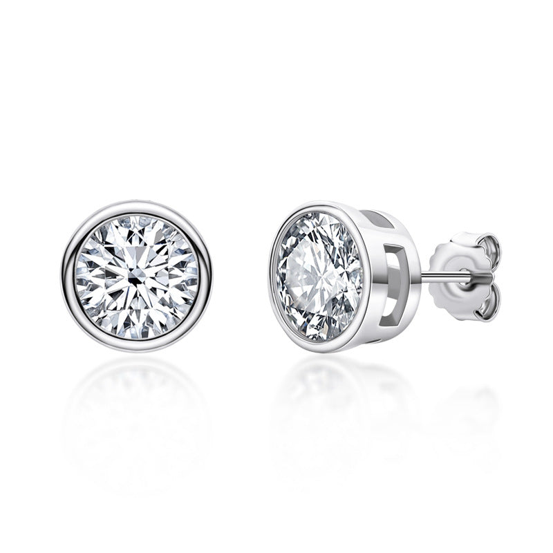 New Simple Ladies S925 Silver Jewelry, New Arrival: Dazzling Moissanite Design Earrings in Sterling Silver for Girls.