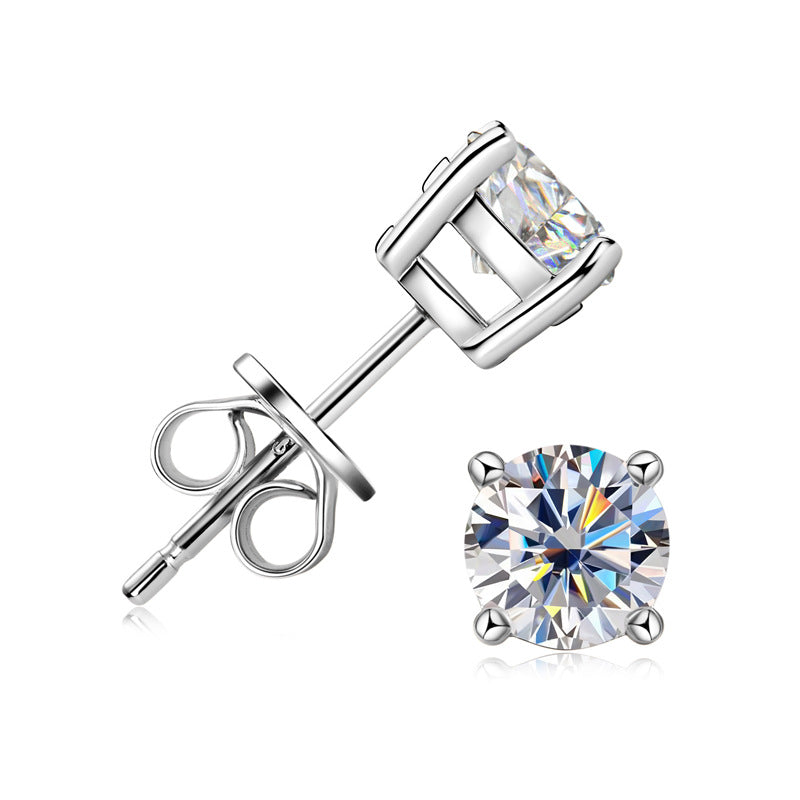 New Simple Ladies S925 Silver Jewelry, New Arrival: Dazzling Moissanite Design Earrings in Sterling Silver for Girls.