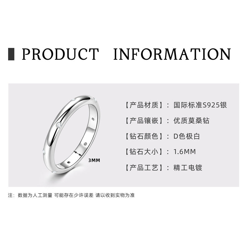 Fashion Ladies Jewelry Ins Style Wedding Ring, Moissanite S925 Sterling Silver Rings for WomenValent Ine's Day Gift   Ring Size4-10.