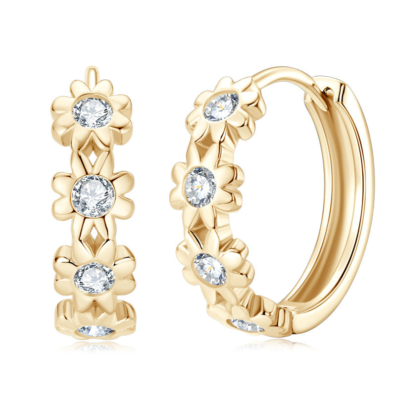 Cute Daisy Moissanite Earrings: A Sweet Rose Gold Accent for Girls' Fashion Jewelry Collection