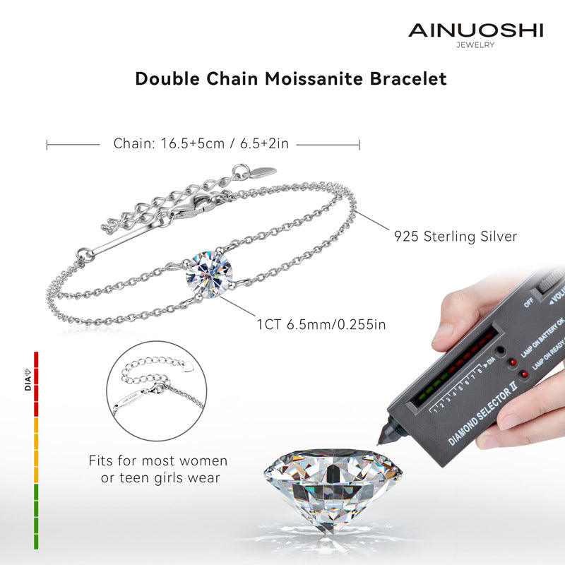 Elegant and Luxurious Moissanite Bracelet for Women, S925 Sterling Silver Jewelry with Dazzling Sparkle