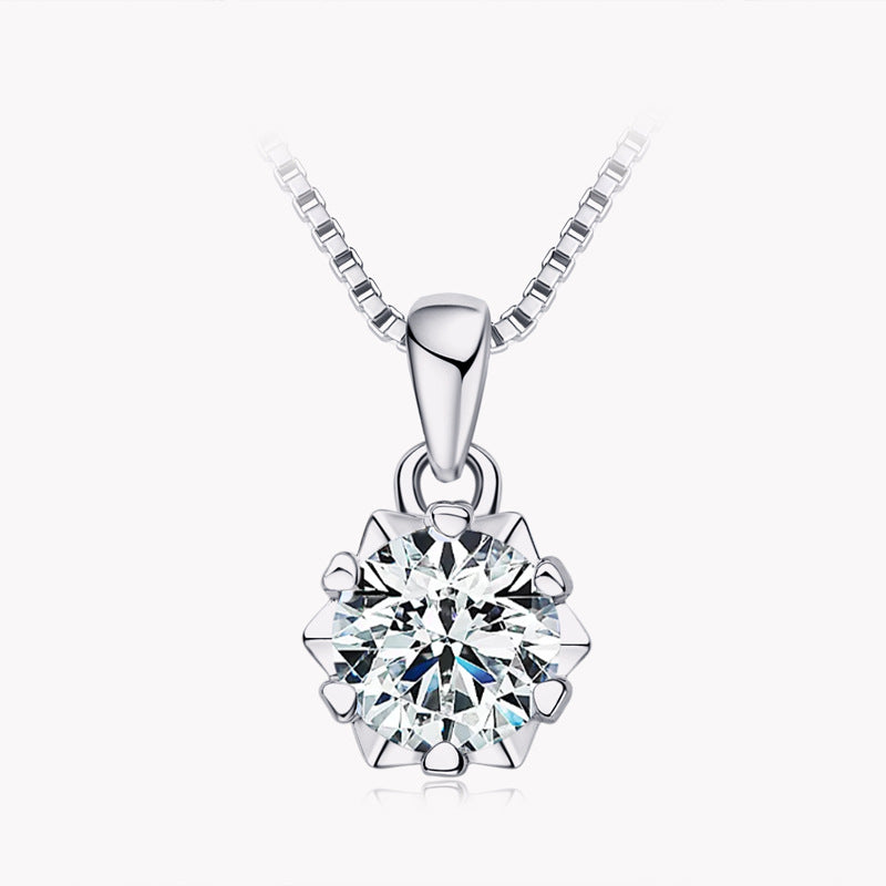 Stylish Ladies  Classic Silver Jewelry Elegant S925 Sterling Silver Necklace Chain Moissanite Pendant  Necklace for Women.