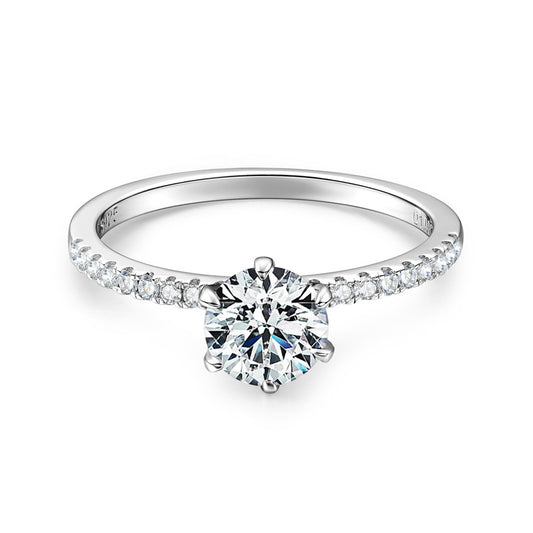 Stunning Moissanite Rings for Classic Silver Jewelry with Six-Claw Moissanite Proposal Ring Valentine's Day Gift: Gorgeous Ring in Sterling Silver.