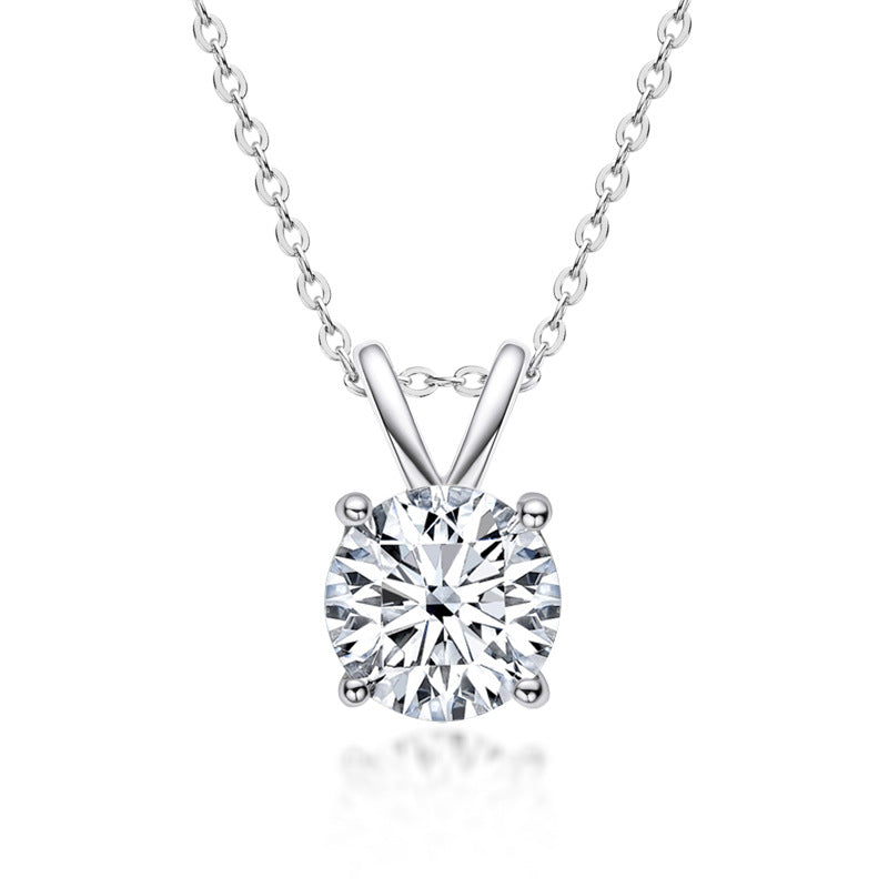 New Ins Style Girls Moissanite Pendant Necklace, S925 Sterling Silver Clavicle Necklace, Unique Birthday Gift  Sterling Fashion Silver Jewelry.