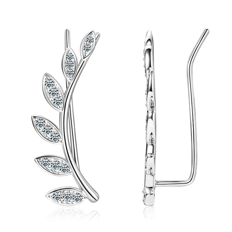 Stunning 925 Sterling Silver Moissanite Leaf Earrings Design for Stylish Girls