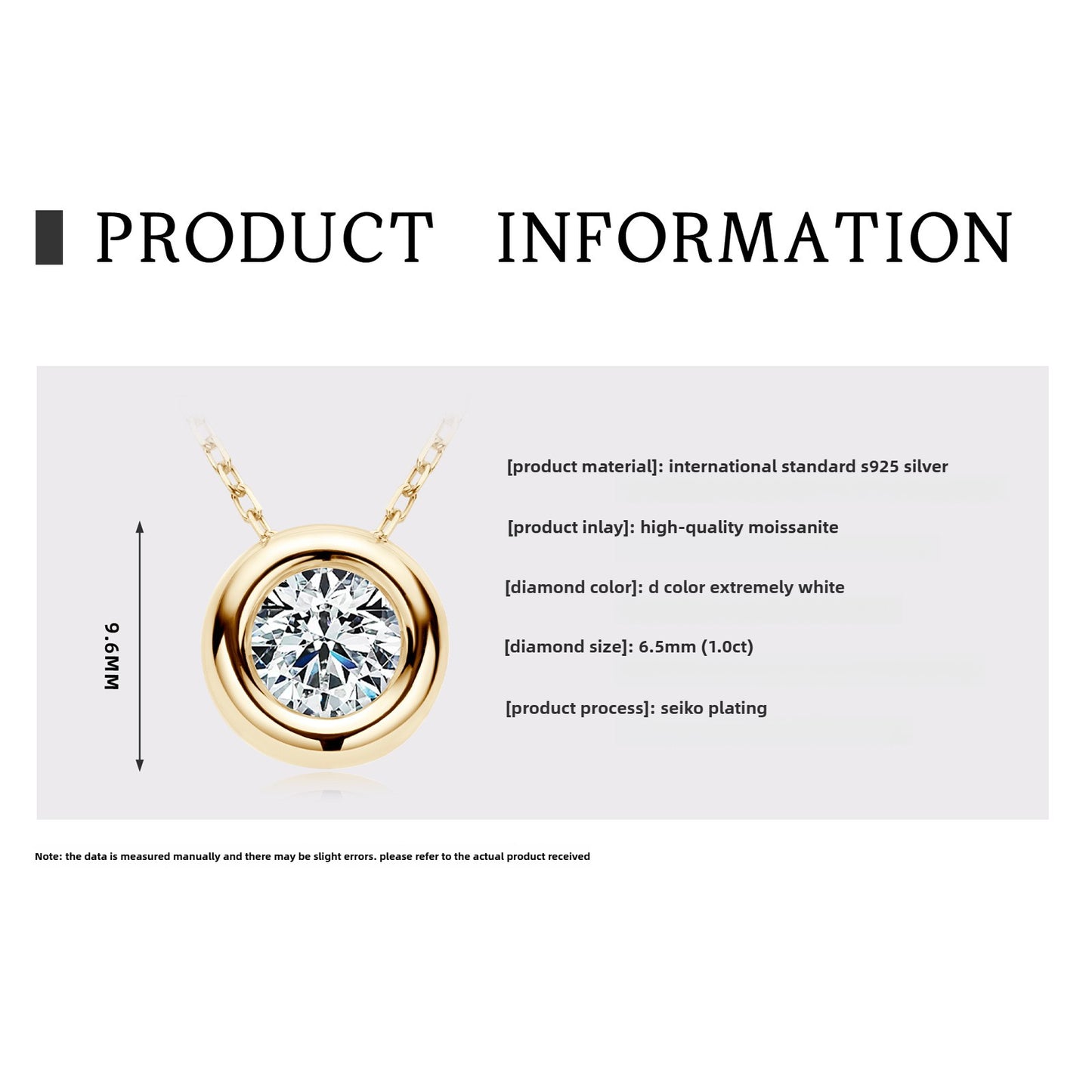 Women's D Color Moissanite  Pendant Necklace Jewelry: Classic Six-Claw 925 Silver Necklace for Wholesale