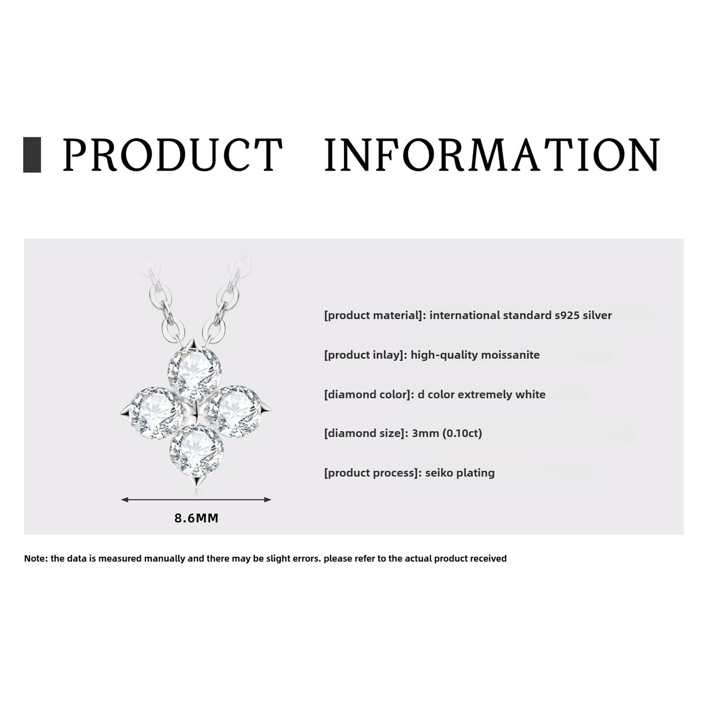 New Girls Silver Jewelry Classic S925 Silver Clover Earrings for Fashion Ladies with Moissanite, Best Gift for Her.