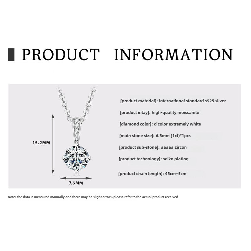 New Arrival! Fashion Ladies Moissanite Pendant Necklace S925 Sterling Silver Classic Four-Claw Necklace Girls Holiday Gift Silver Jewelry pendant necklace for women pendant pendant design silver jewelry jewelry jewelry for women.